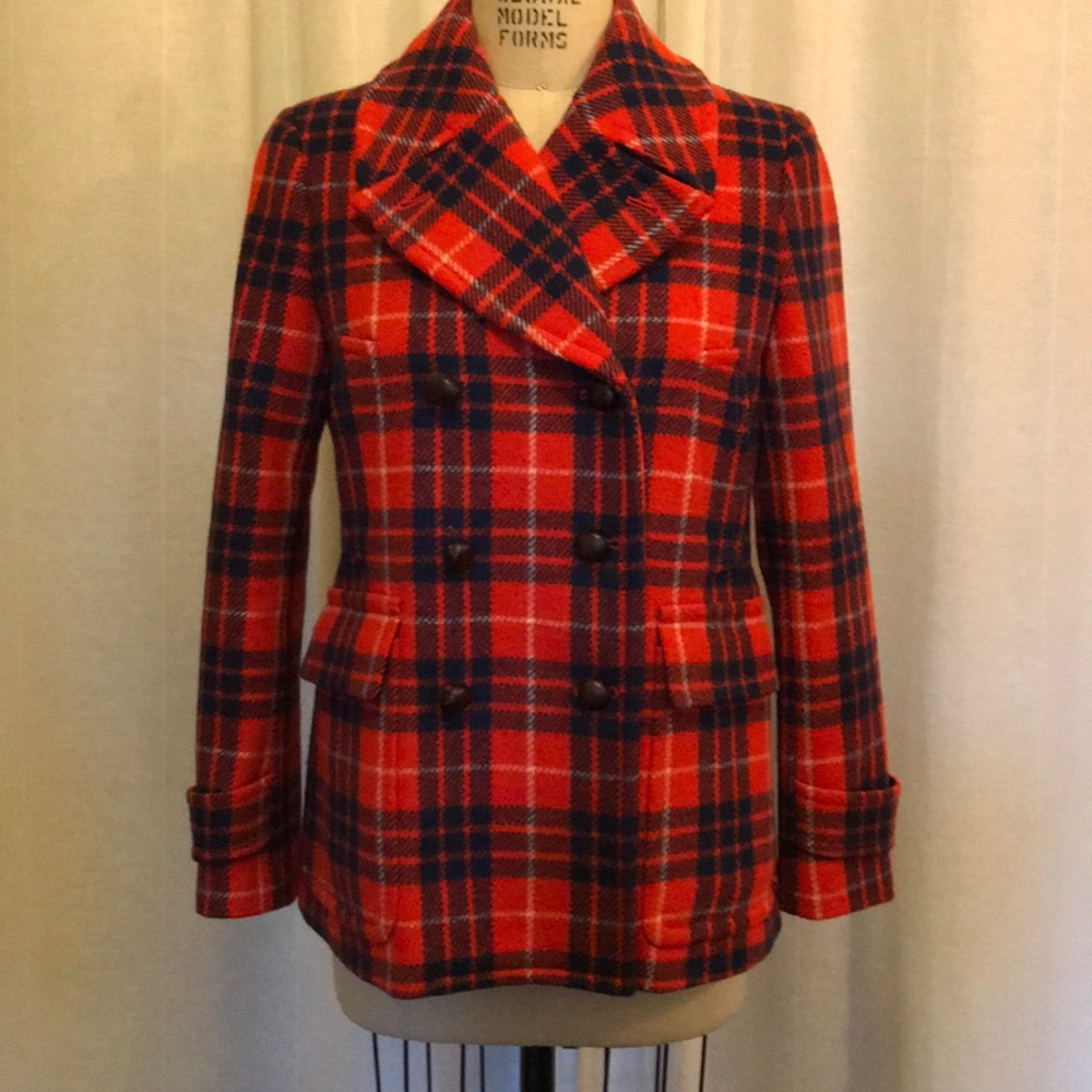 J. Crew plaid wool coat size 8